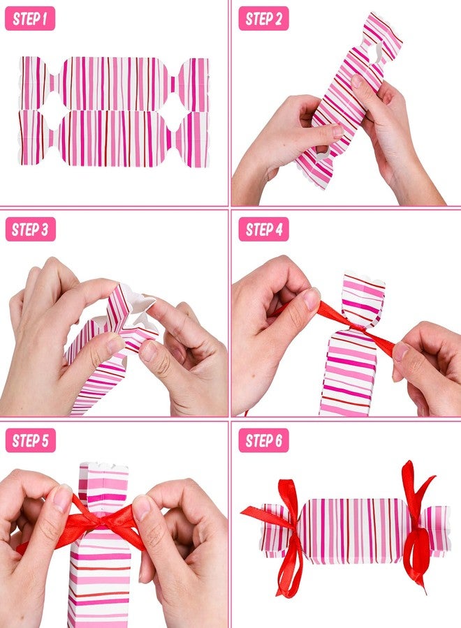 JarThenaAMCS علب حلوى عيد الحب من JarThenaAMCS، 48 قطعة، مزينة بشريط، بتصميمات حلوى لطيفة، باللون الوردي الفاتح، علب هدايا ورقية مزخرفة، مثالية لأعياد الميلاد وحفلات الزفاف. - Image 4